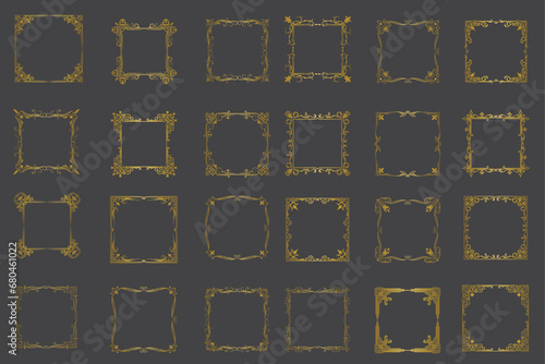 Golden luxury vintage frames, gold decorative ornament frames