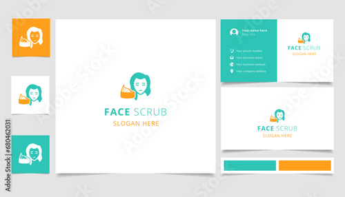 Face scrub logo design with editable slogan. Branding book and business card template.