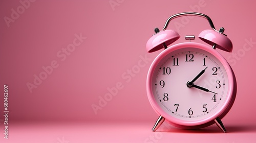 Pink alarm clock on a pink background