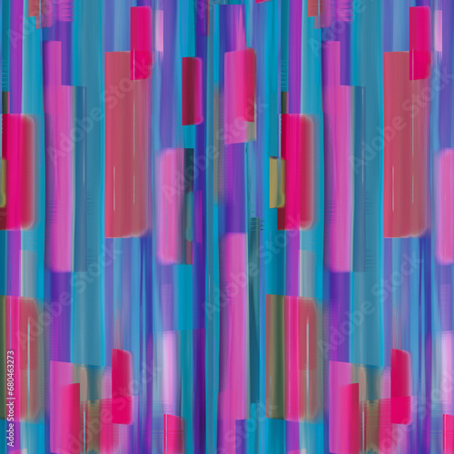 Abstract geometric pattern. Colored rectangles and lines. Blue-pink pattern. Bright. Chaotic. Vertical stripes. Geometric shape background for design. Patchwork, kintsugi.