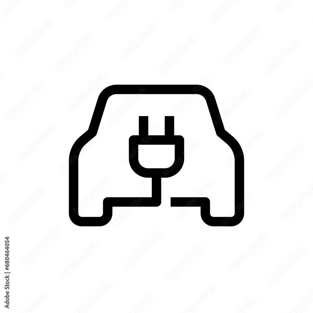 Electric car with plug icon symbol, EV car, Vehicles charging point logo, Eco friendly vehicle concept, Vector illustration Electric car with plug icon symbol, EV car, Vehicles charging point logo, Eco friendly vehicle concept, Vector illustration