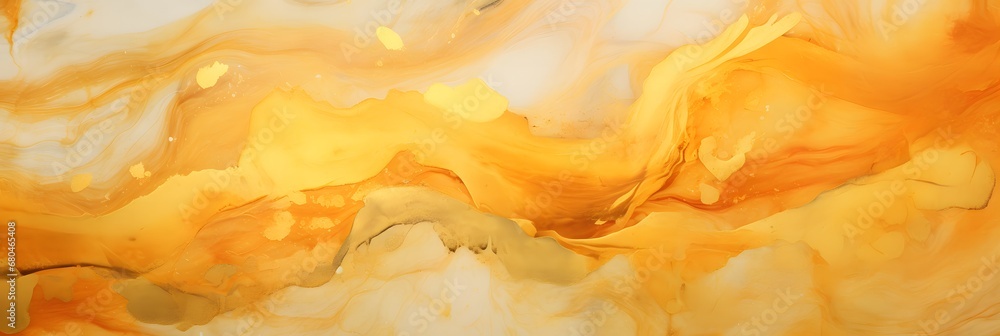 luxury golden marble alcohol ink water yellow color background.