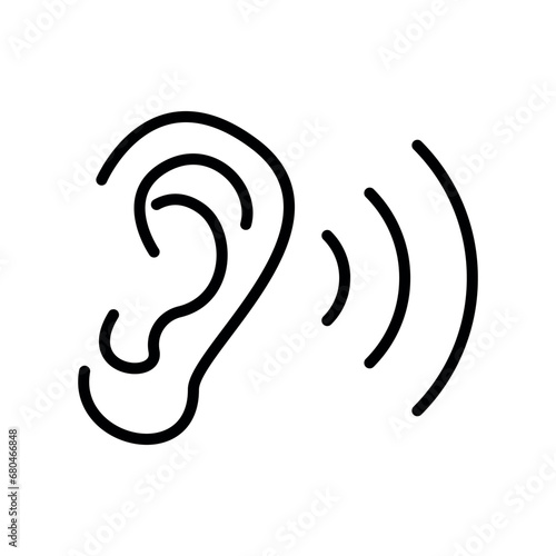Ear vector icon, Simple hearing symbol, flat design for web or mobile app.