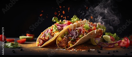Delicious taco food, mexican food restaurant. AI generated image