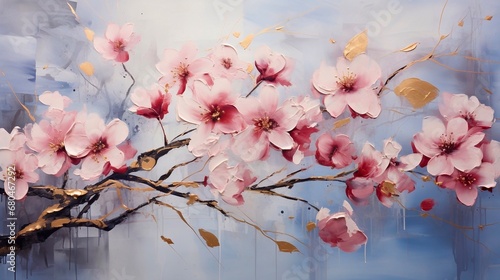 cherry blossom in spring oil painting  generative ai