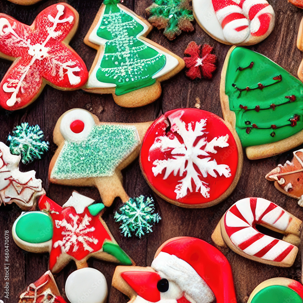 A Festive Feast: A Table Overflowing With Delectable, Artfully Decorated Christmas Cookies