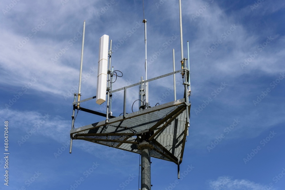4K Image: Cell Tower on a Sunny Day with Blue Sky 4K Image: Cell Tower on a Sunny Day with Blue Sky