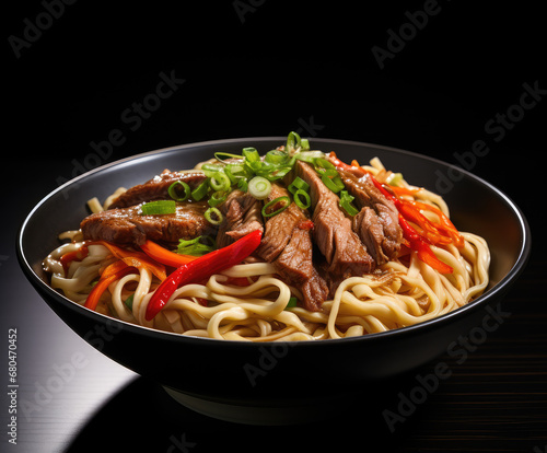 Generative ai illustration of Bowl of noodles or ramen soup