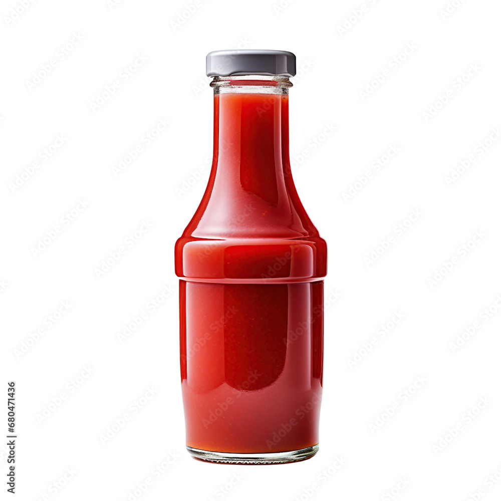 Red sauce in bottle isolated on white background Red sauce in bottle isolated on white background