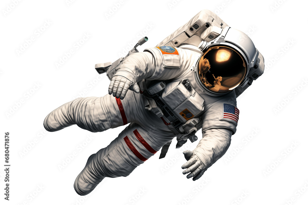 Astronaut in a space suit isolated on transparent background  - obrazy, fototapety, plakaty 