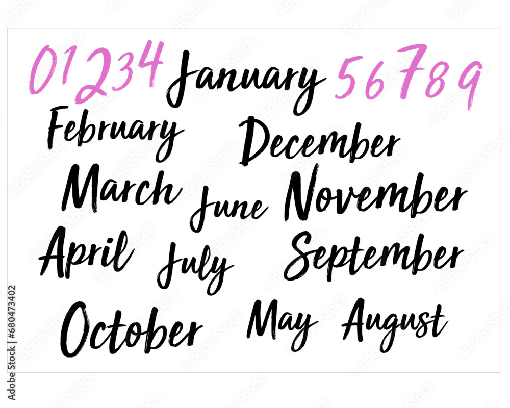 calender months drawing fonts vector art