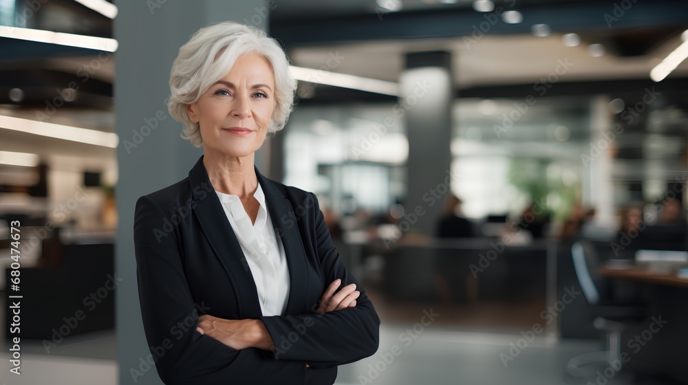 A professional mid aged woman exudes confidence in a corporate business setting, exemplifying a strong female leadership role while challenging ageism in the workplace. A professional mid aged woman exudes confidence in a corporate business setting, exemplifying a strong female leadership role while challenging ageism in the workplace.