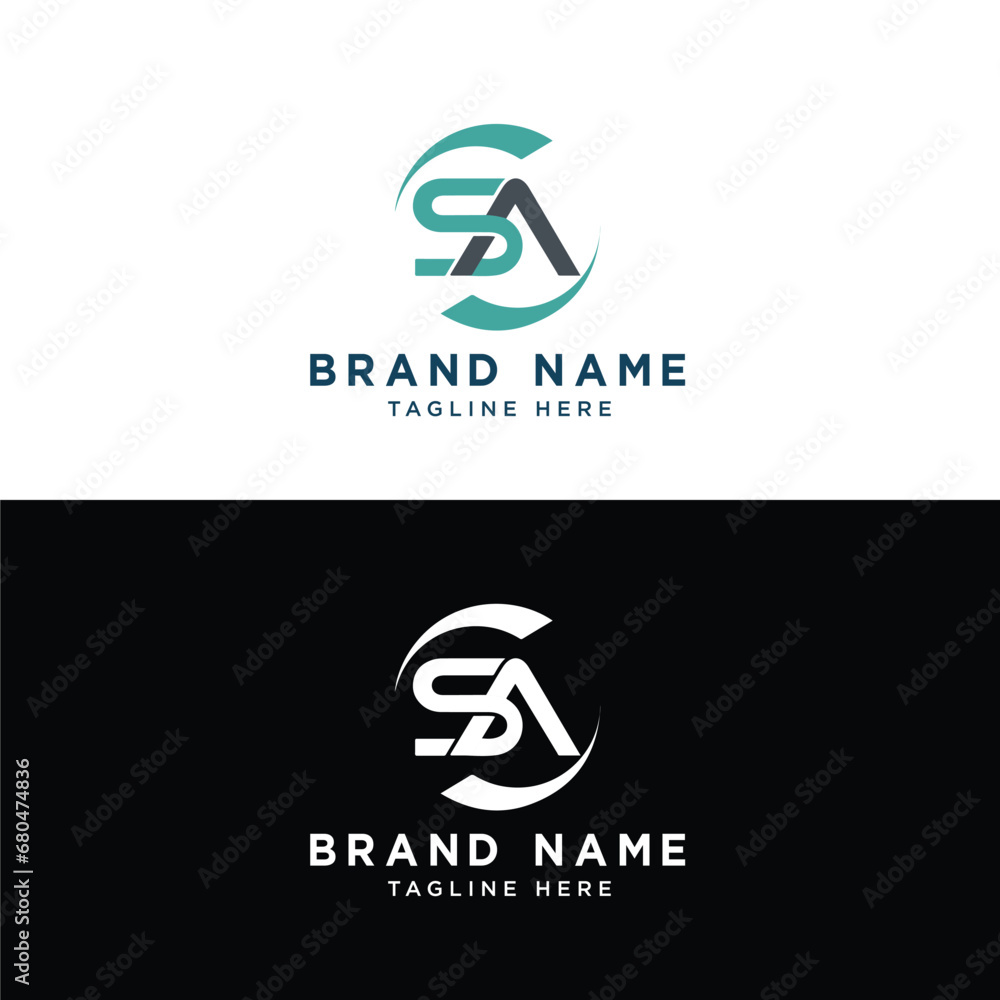 S A Letters and Text Logo Design Vector Template