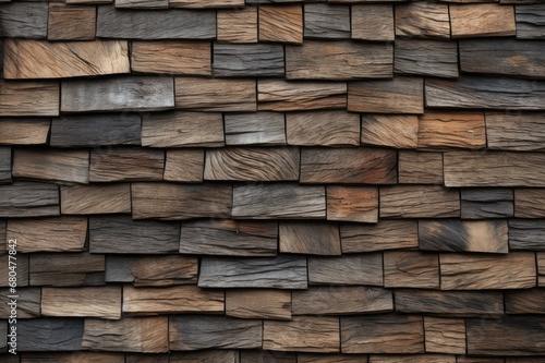 Rustic Elegance: Wooden Slate Shingles Texture, generative AI
