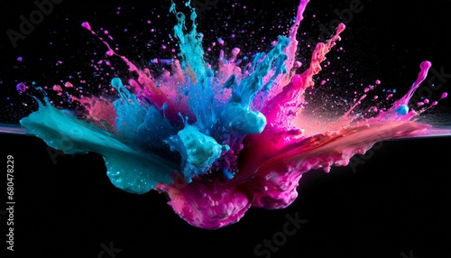 Blue and pink upside down paint explosion.