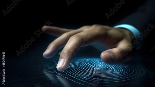 business people are using fingerprint security to access personal data