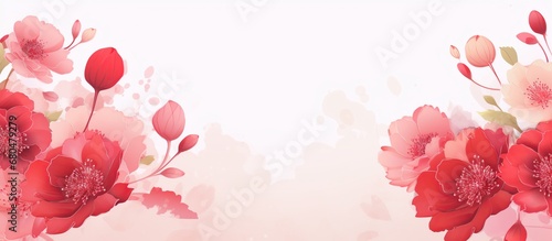 Elegant red flower with watercolor style for background and invitation wedding card, AI generated #680479279
