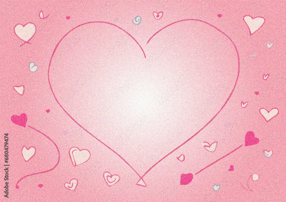 Vector illustration Heart shape on pink vintage paper background