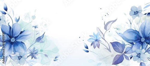 Elegant blue flower with watercolor style copy space background and invitation wedding card #680480495