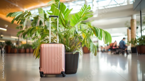 An ecoconscious traveler choosing green travel options, focusing on sustainable aviation practices to reduce carbon footprint and protect the environment.
