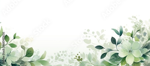 Elegant green flower with watercolor style for background and invitation wedding card #680481636