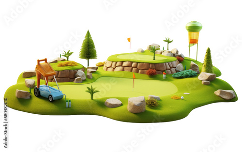 Mini Golf on White or PNG Transparent Background.