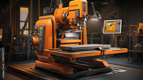 A state-of-the-art CNC machine for precision metalwork. Digital concept, illustration painting.