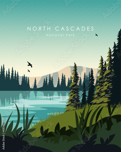 North Cascades National Park travel poster photo