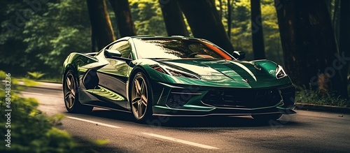 luxury green sports car, classy car