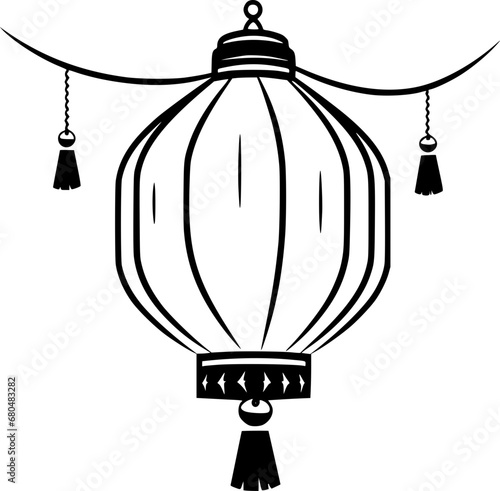outline illustration of lantern for coloring page