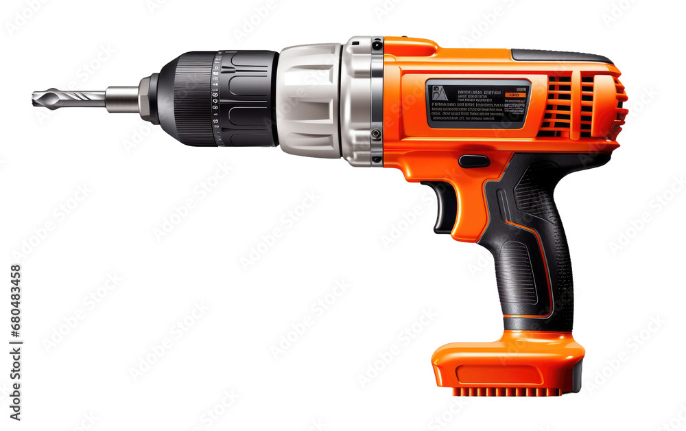 Electric Tool Drill on White or PNG Transparent Background.
