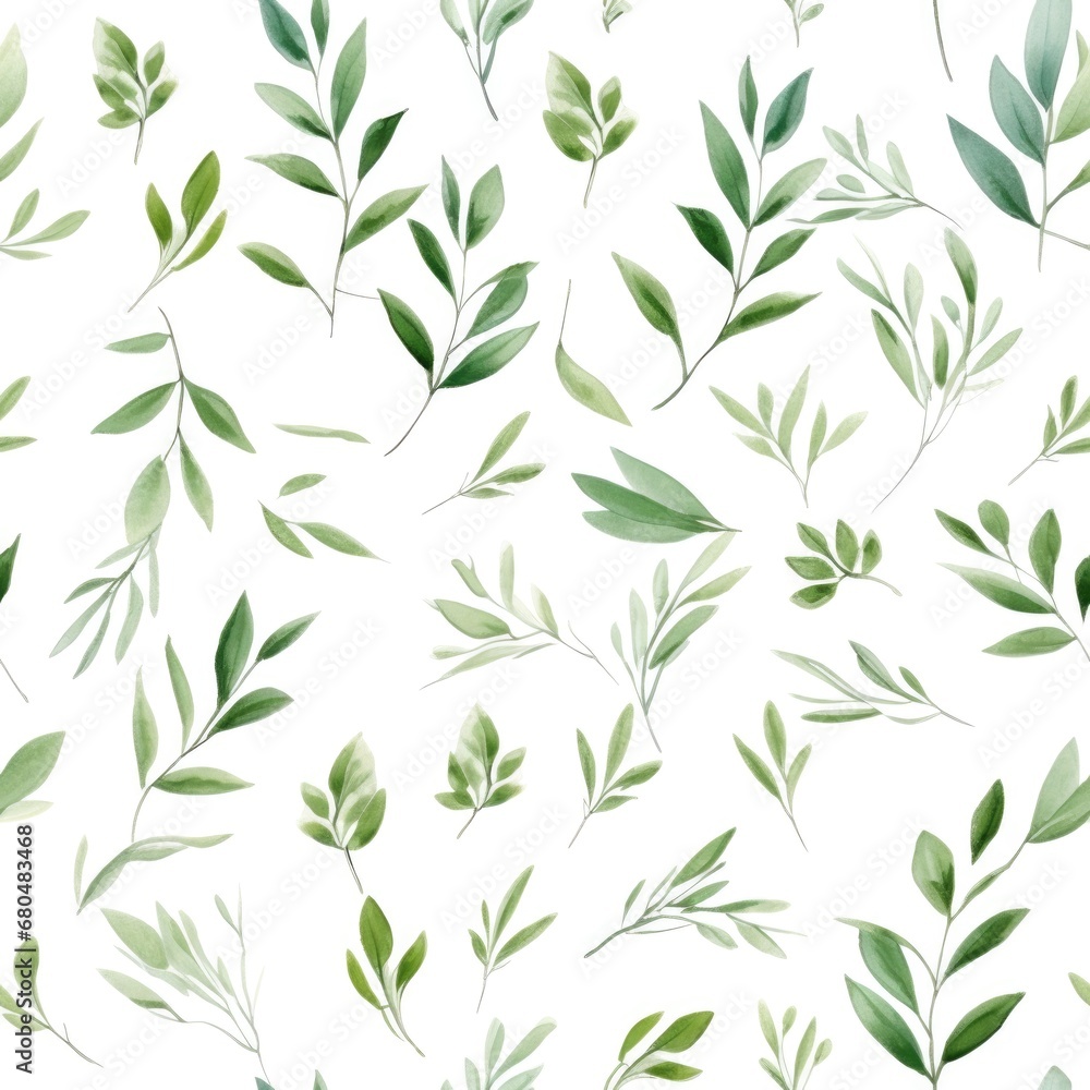 Seamless pattern of watercolor leaves on white background Seamless pattern of watercolor leaves on white background