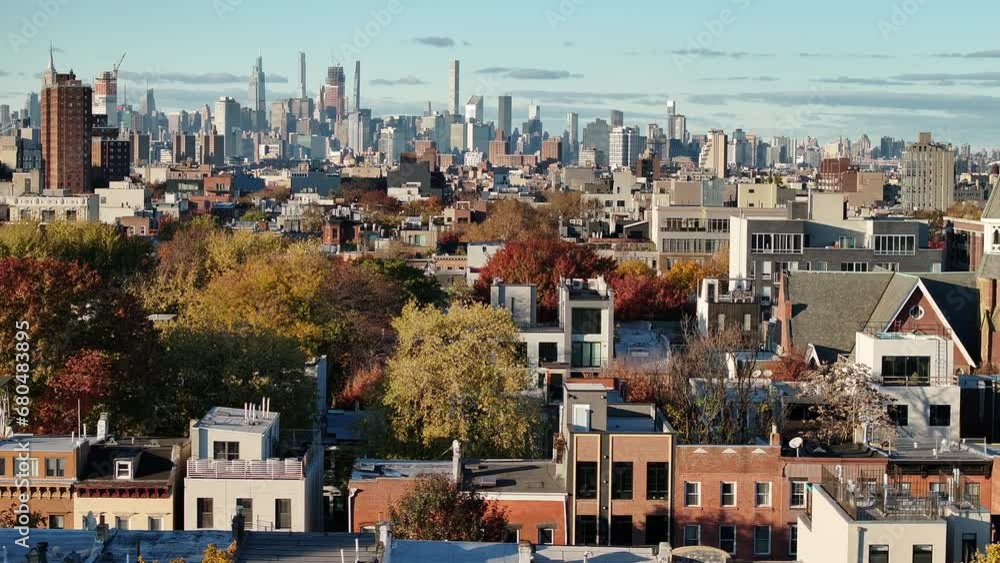 Aerial view of The New York City skyline on an autumn afternoon. Aerial view of The New York City skyline on an autumn afternoon.