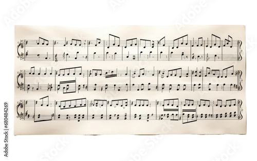 Musical Notes Sheet on White or PNG Transparent Background.