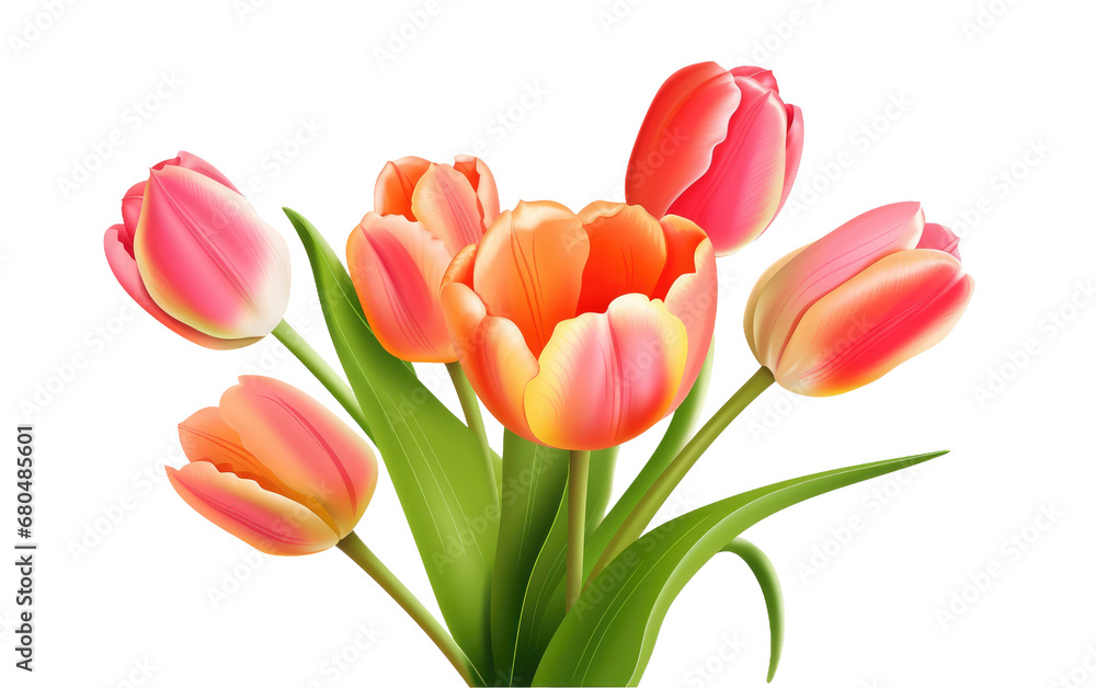 Fototapeta premium Botanical Charm Tulip on White or PNG Transparent Background.