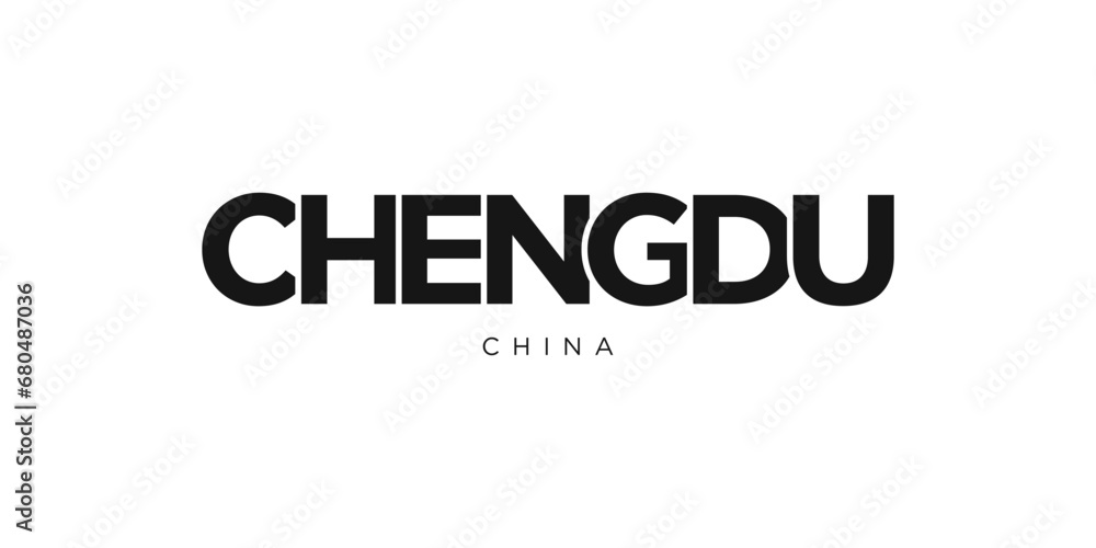 Chengdu in the China emblem. The design features a geometric style, vector illustration with bold typography in a modern font. The graphic slogan lettering. Chengdu in the China emblem. The design features a geometric style, vector illustration with bold typography in a modern font. The graphic slogan lettering.