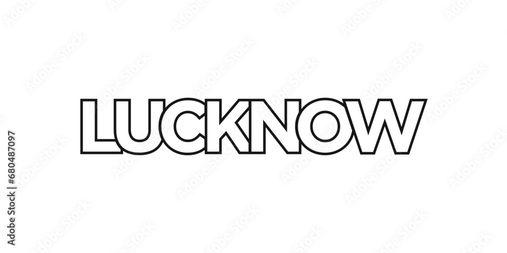 Lucknow in the India emblem. The design features a geometric style, vector illustration with bold typography in a modern font. The graphic slogan lettering. Lucknow in the India emblem. The design features a geometric style, vector illustration with bold typography in a modern font. The graphic slogan lettering.