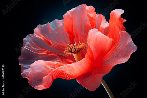 a delicate poppy flowered on a black background. Remembrance Day, Armistice Day, and Anzac day symbol photo