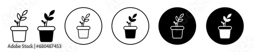 Plant Pot vector icon illustration set