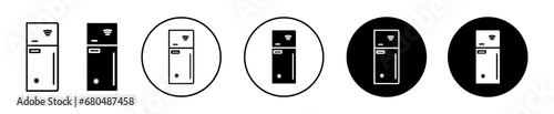 smart fridge vector icon illustration set