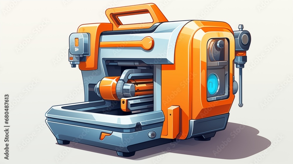 Fototapeta premium A compact, advanced 3D printer with precise printing capabilities. Digital concept, illustration painting.