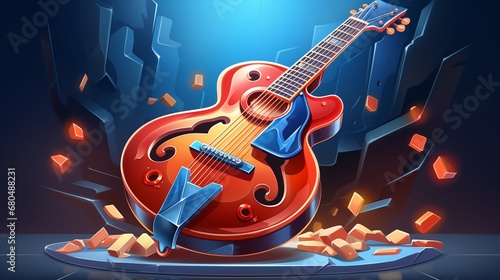 A sleek, modern acoustic guitar with a rich sound. Digital concept, illustration painting.