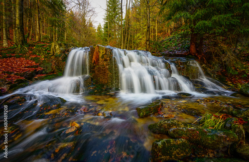 Fototapeta Naklejka Na Ścianę i Meble -  waterfalls, Jeseníky Mountains, Czech Republic, autumn, landscape, trees, forest, water, nature