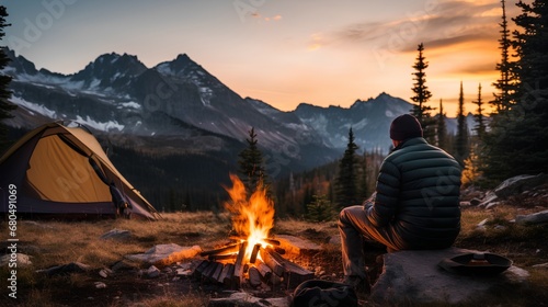 An image depicting the concept of digital detox, where individuals disconnect from electronic devices to reduce stress and anxiety, promoting relaxation, mental wellness, calm, peaceful state of mind. photo