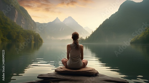 An image depicting the concept of digital detox, where individuals disconnect from electronic devices to reduce stress and anxiety, promoting relaxation, mental wellness, calm, peaceful state of mind. photo