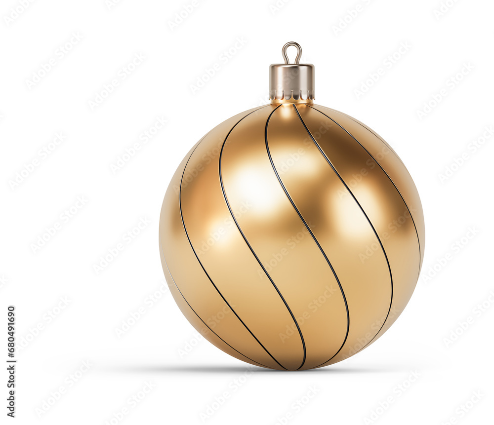 Gold and black stylish Christmas ball. New Year tree toy decoration Isolated on transparent background. 3D render Gold and black stylish Christmas ball. New Year tree toy decoration Isolated on transparent background. 3D render
