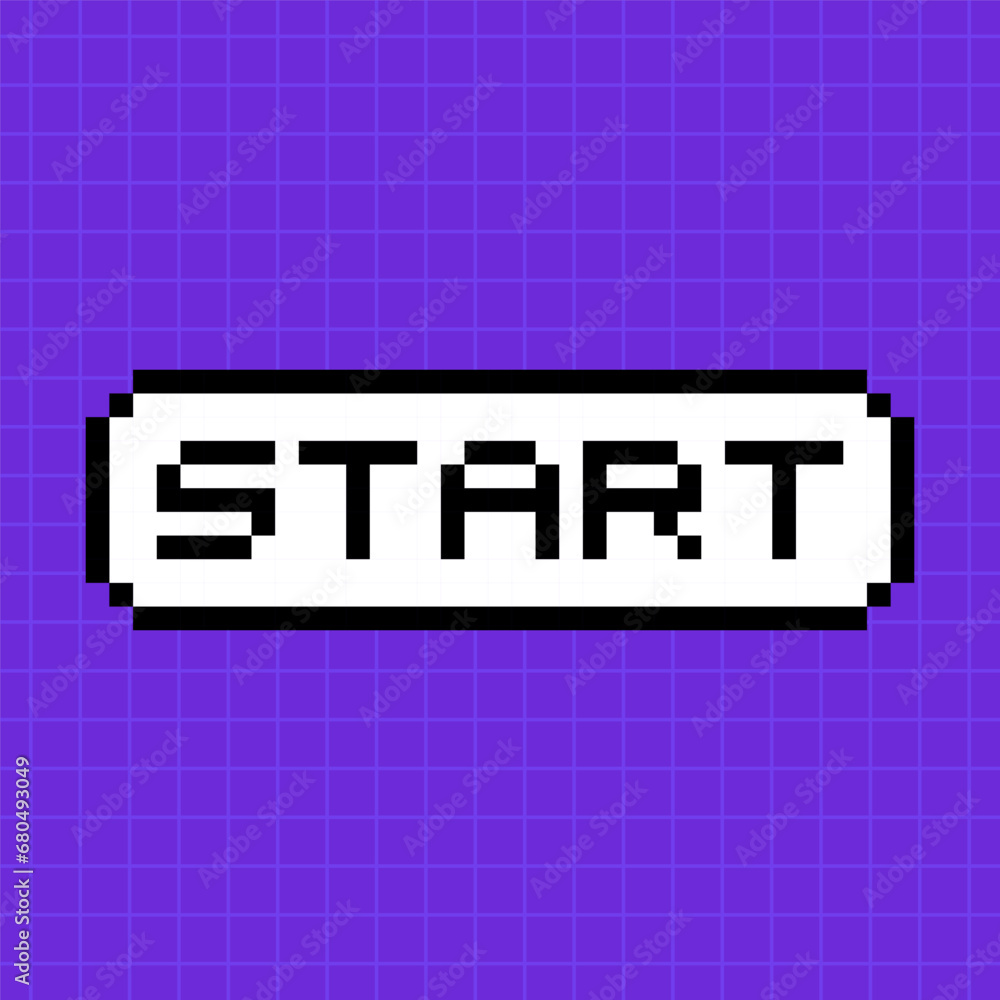 Pixel button with the inscription start in 8-bit style isolated on a ...