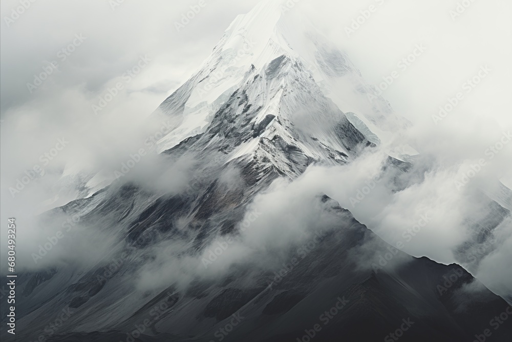 Obraz premium Captivating Winter Landscape. Majestic Snow-Capped Mountains Amidst Tranquil Scenery