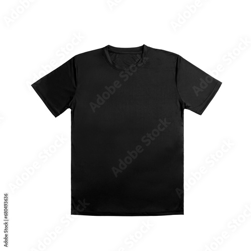 Chic & casual black colour cotton tee on a white backdrop, ideal for sports and daily wear. Versatile design template for creative mock-ups. Front View