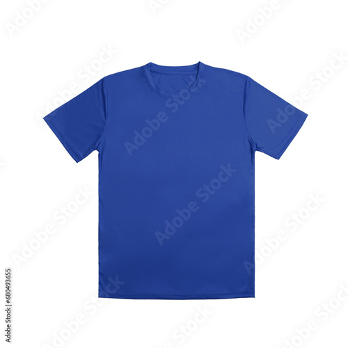 Chic & casual navy blue cotton tee on a white backdrop, ideal for sports and daily wear. Versatile design template for creative mock-ups. Front View